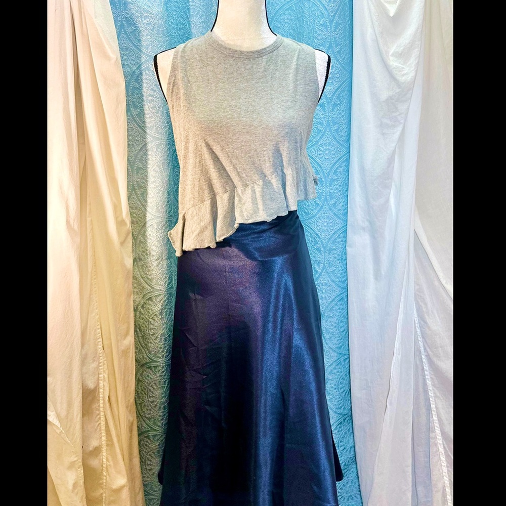 Rebecca Minkoff Brushed Cotton Asymmetric Ruffle Top Sz L - Picture 2 of 9